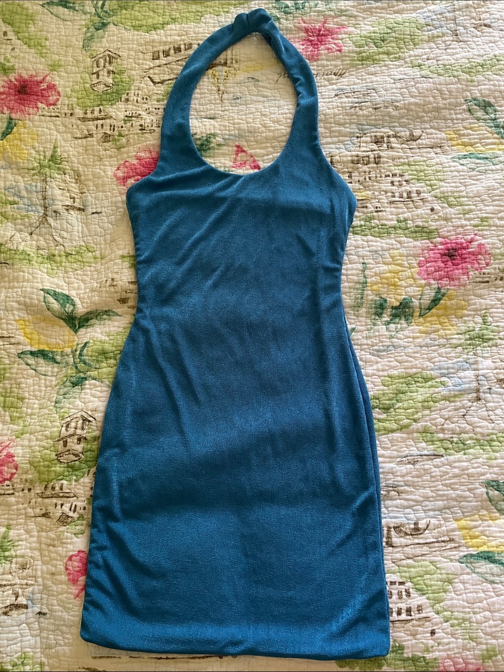 Blue Halter Bodycon Dress
